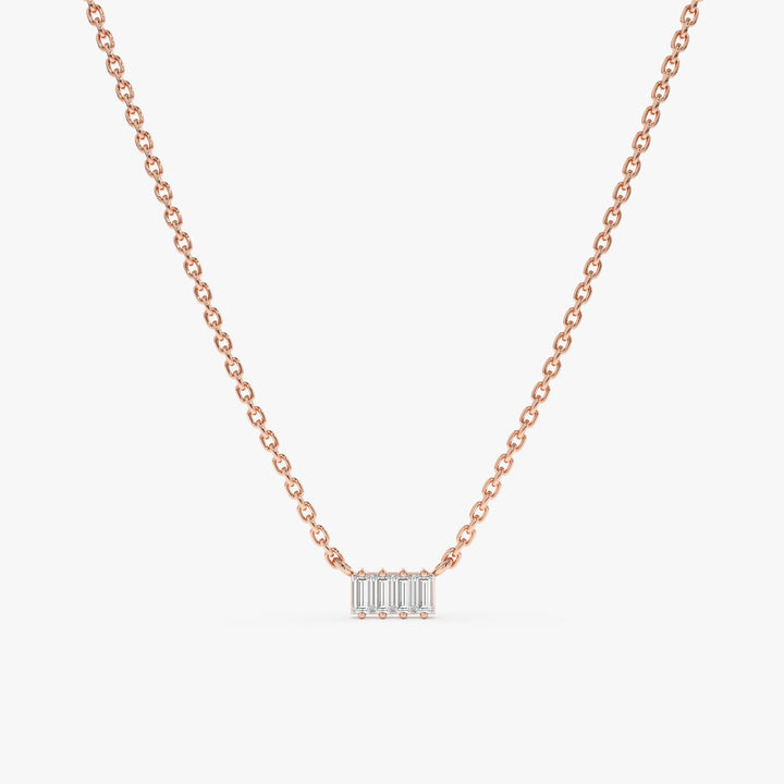 Baguette Cut Four Stone Diamond Necklace for Women - Doozy Diamonds