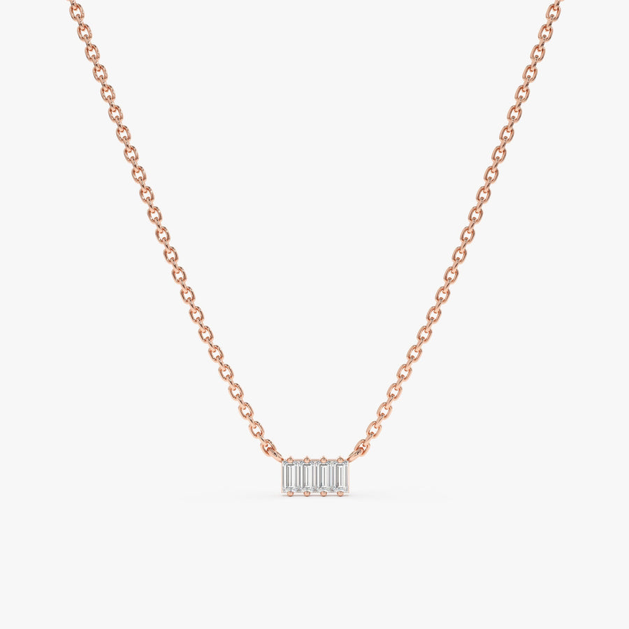 Baguette Cut Four Stone Diamond Necklace for Women - Doozy Diamonds