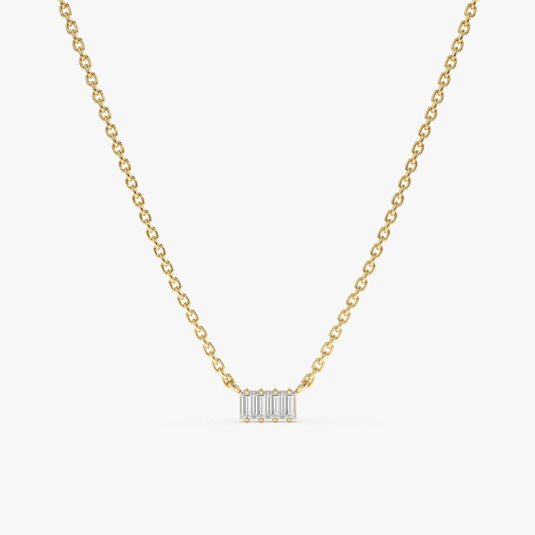 Baguette Cut Four Stone Diamond Necklace for Women - Doozy Diamonds