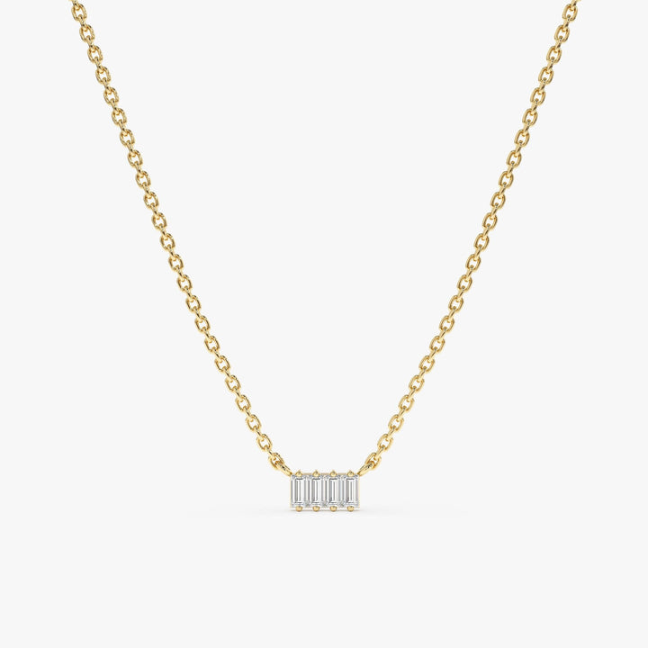 Baguette Cut Four Stone Diamond Necklace for Women - Doozy Diamonds