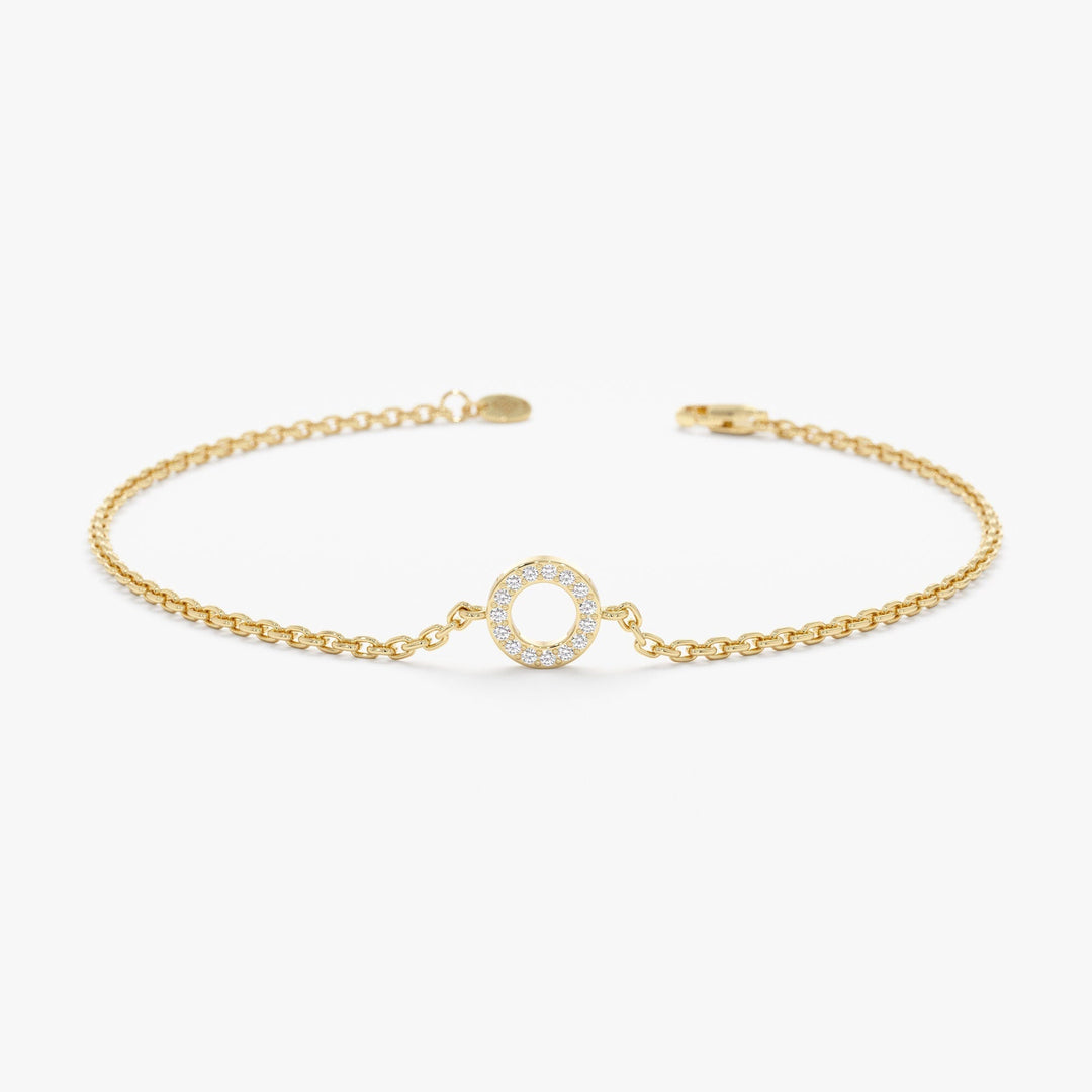 Dainty Circle Diamond Bracelet for Her in Solid Gold - Doozy Diamonds
