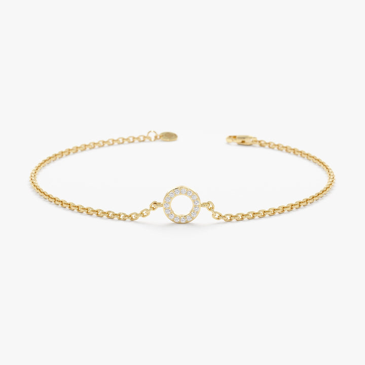 Dainty Circle Diamond Bracelet for Her in Solid Gold - Doozy Diamonds