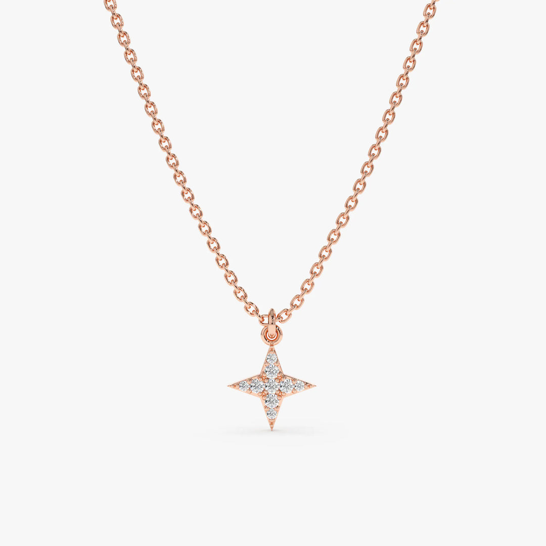 Round Cut Diamond North Star Necklace for Women - Doozy Diamonds