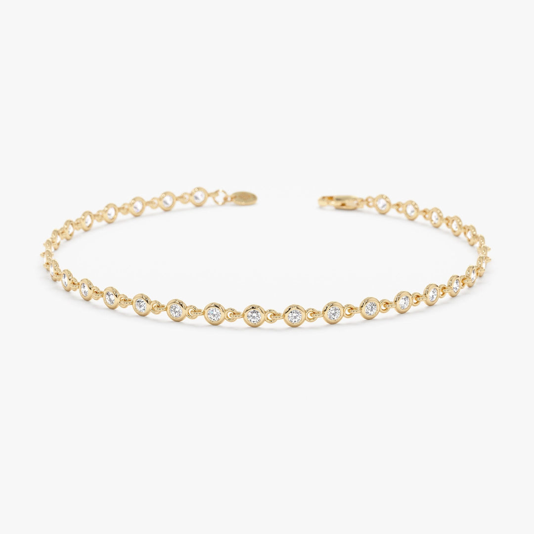 Round Cut Diamond Bezel Set Tennis Bracelet For Her - Doozy Diamonds