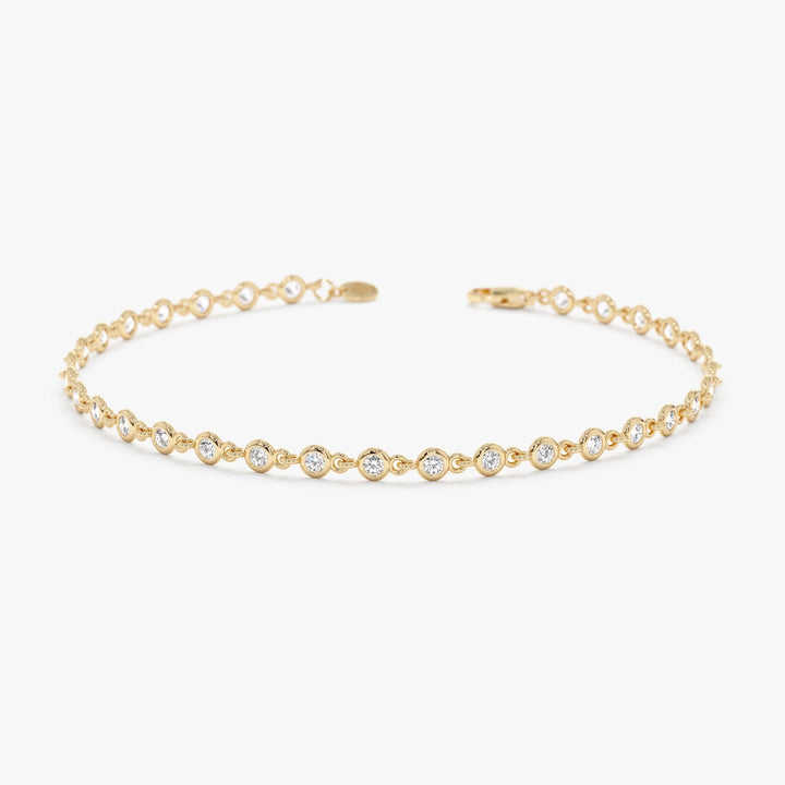 Round Cut Diamond Bezel Set Tennis Bracelet For Her - Doozy Diamonds