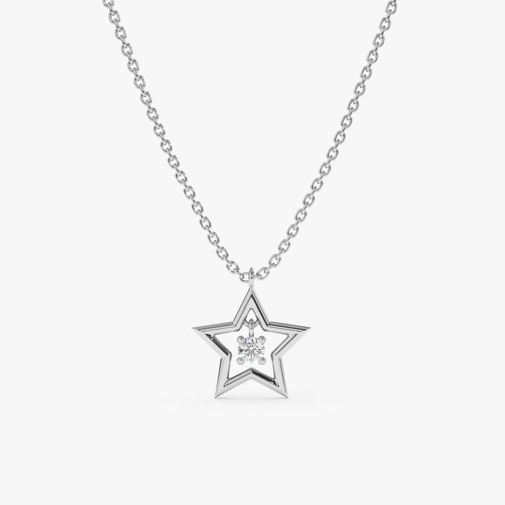 Round Cut Diamond Small Star Charm Necklace for Her - Doozy Diamonds