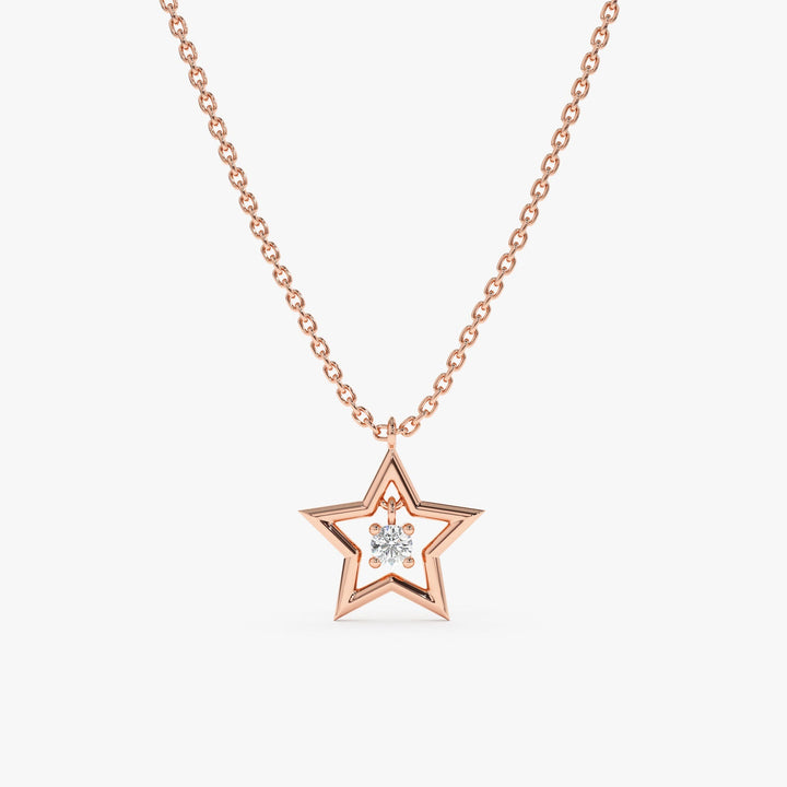 Round Cut Diamond Small Star Charm Necklace for Her - Doozy Diamonds