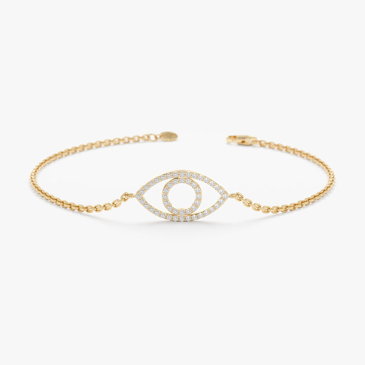 Round Cut Diamond Evil Eye Bracelet for Her Gift - Doozy Diamonds