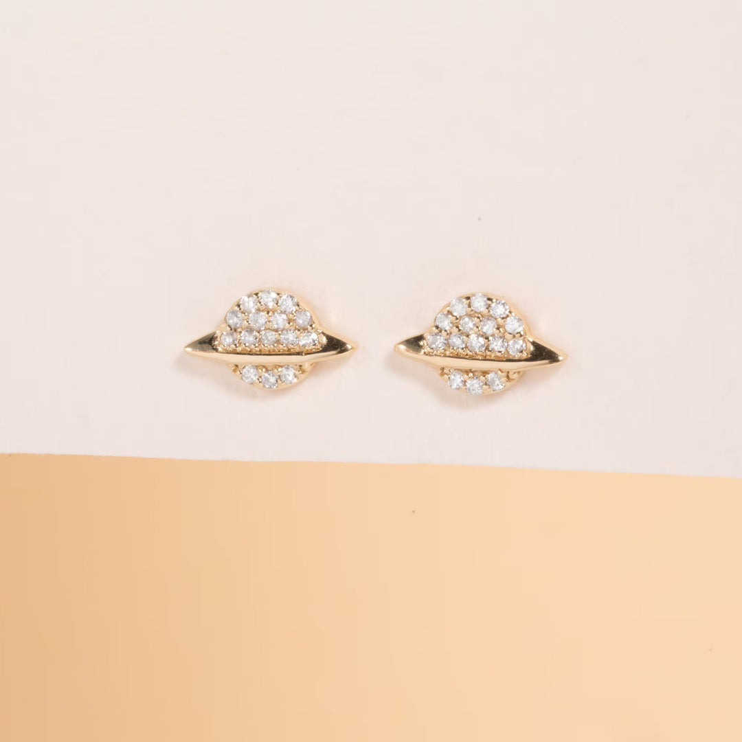 0.13CT Round Saturn lab grown diamonds Stud Earrings For Women - Doozy Diamonds