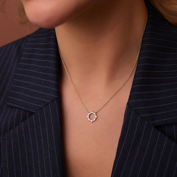 Round Cut Diamond Sun Necklace for Women - Doozy Diamonds