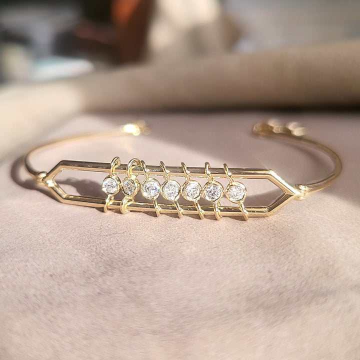 Bezel Set Diamond Unique Bangle Bracelet for Women - Doozy Diamonds