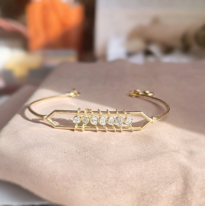 Bezel Set Diamond Unique Bangle Bracelet for Women - Doozy Diamonds