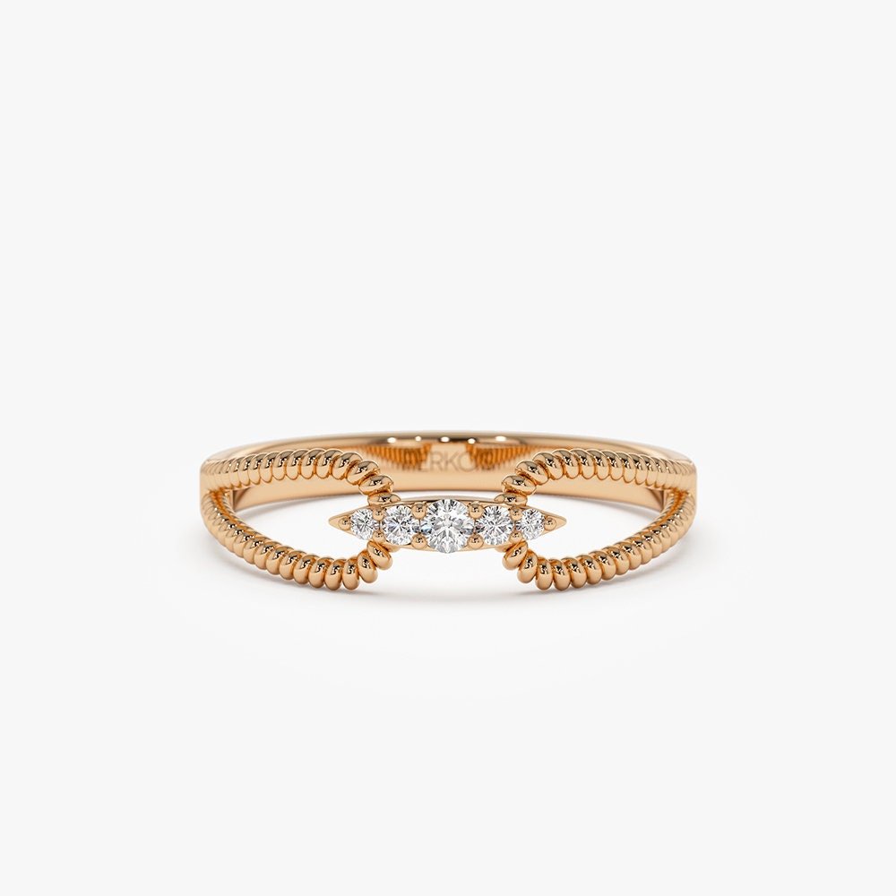 Round Cut Diamond Double Rope Wedding Band for Women - Doozy Diamonds