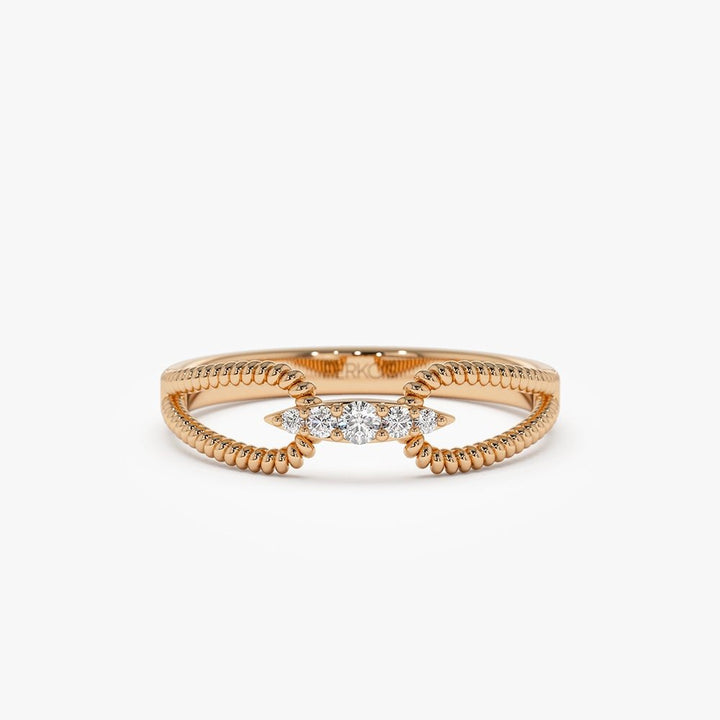Round Cut Diamond Double Rope Wedding Band for Women - Doozy Diamonds