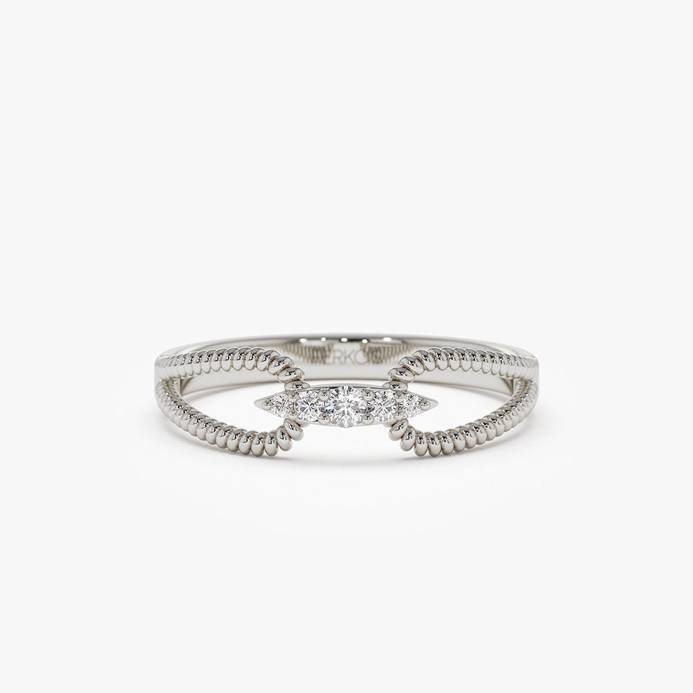 Round Cut Diamond Double Rope Wedding Band for Women - Doozy Diamonds
