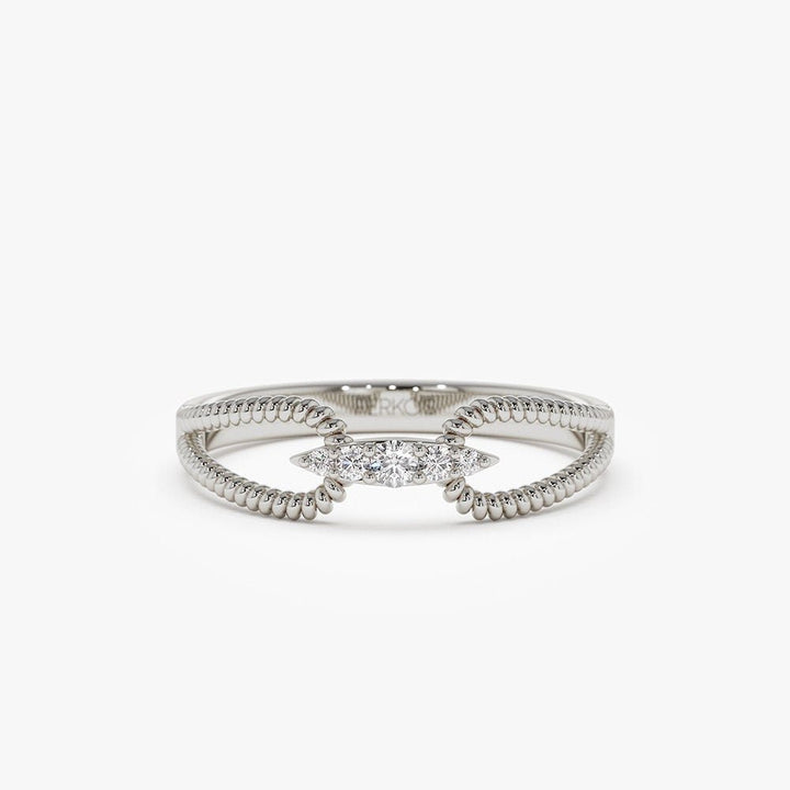 Round Cut Diamond Double Rope Wedding Band for Women - Doozy Diamonds