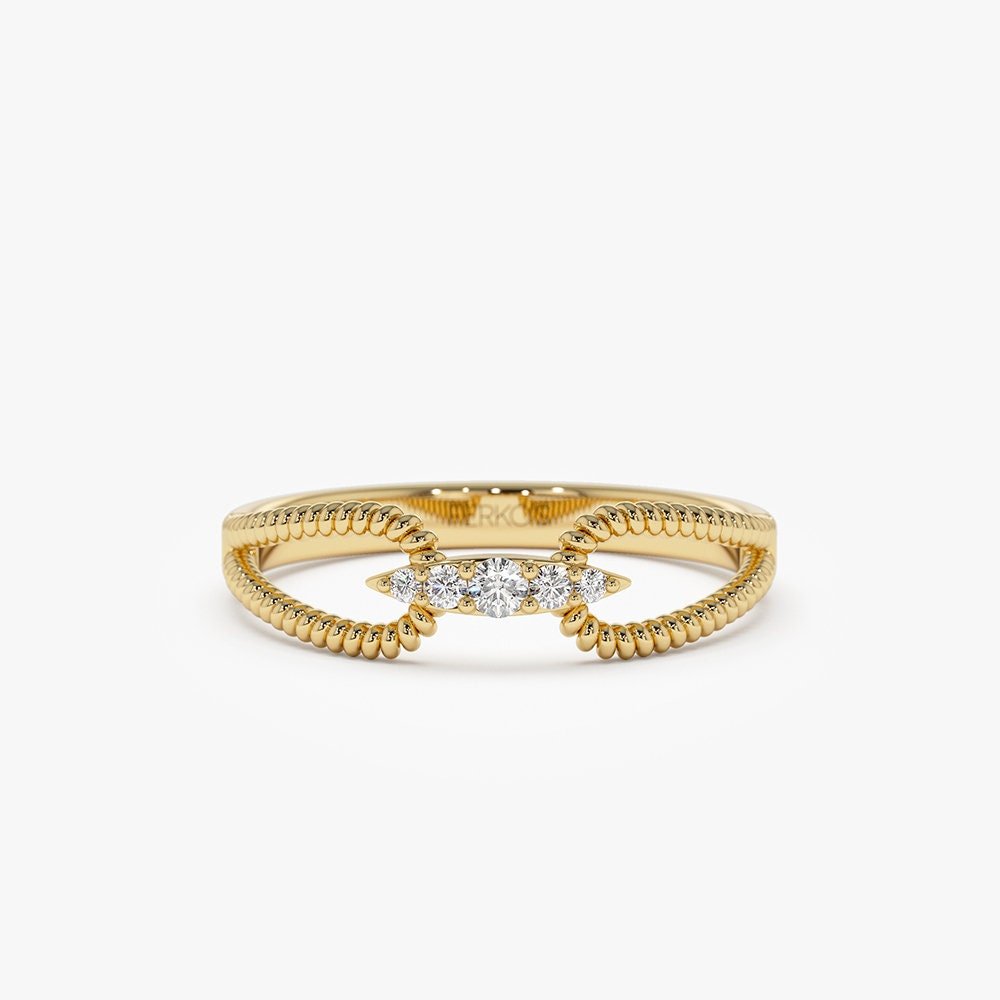 Round Cut Diamond Double Rope Wedding Band for Women - Doozy Diamonds