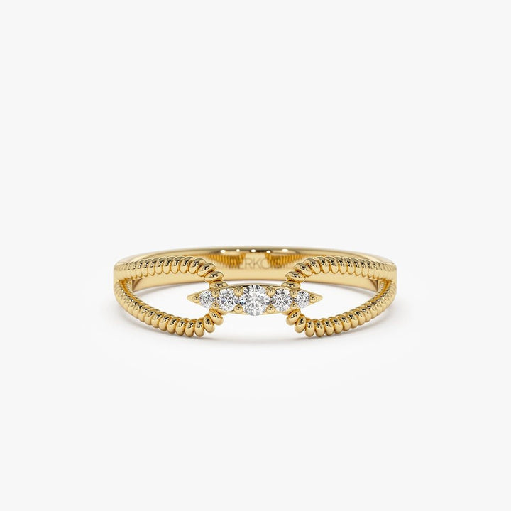 Round Cut Diamond Double Rope Wedding Band for Women - Doozy Diamonds