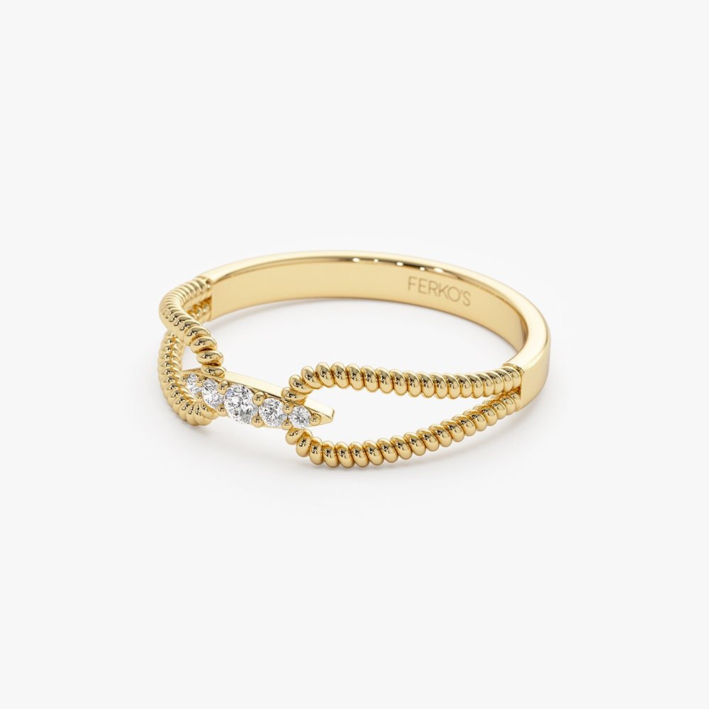 Round Cut Diamond Double Rope Wedding Band for Women - Doozy Diamonds