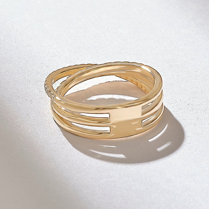 0.18CT Round Triple Band Crossover lab grown diamonds Wedding Band - Doozy Diamonds