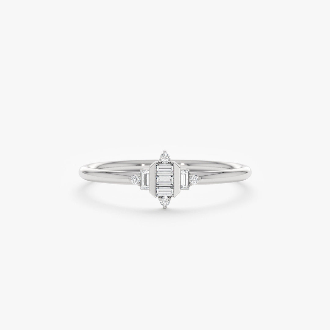 Baguette Cut Diamond Cluster Gold Wedding Ring for Women - Doozy Diamonds