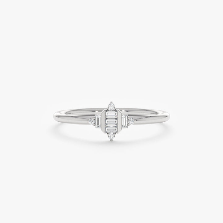 Baguette Cut Diamond Cluster Gold Wedding Ring for Women - Doozy Diamonds