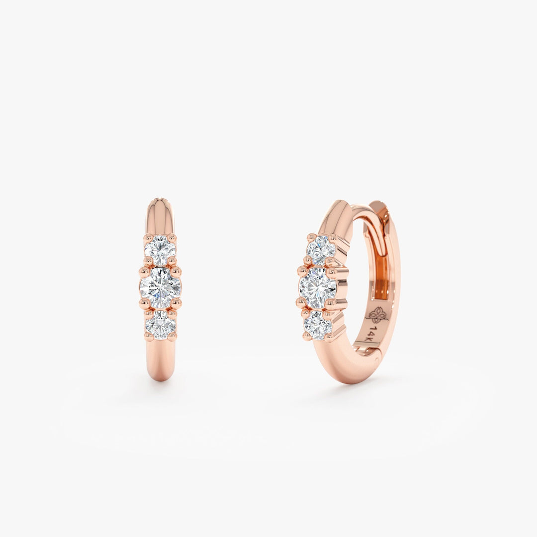 Round Brilliant Cut Diamond Hoop Earrings for Women - Doozy Diamonds