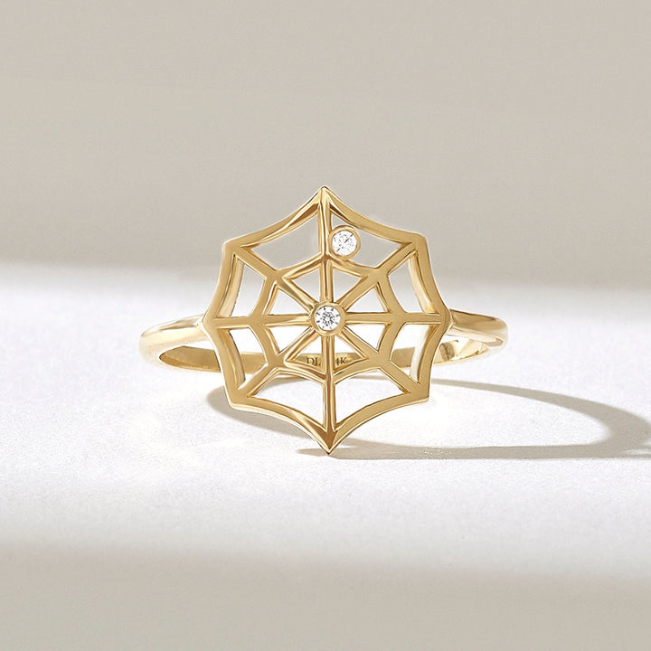 Round Cut Diamond Unique Spider Web Diamond Band for Her - Doozy Diamonds