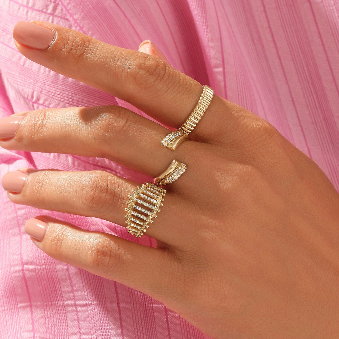 Round Cut Pave Diamond Cuff Wrap Diamond Band for Women - Doozy Diamonds