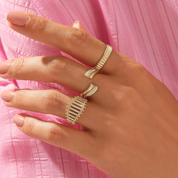 Round Cut Pave Diamond Cuff Wrap Diamond Band for Women - Doozy Diamonds