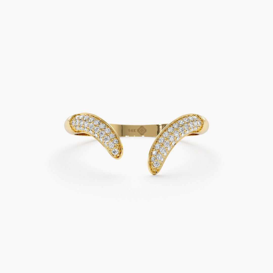 Round Cut Micro Pave Cuff Diamond Wedding Ring for Halloween Gift - Doozy Diamonds