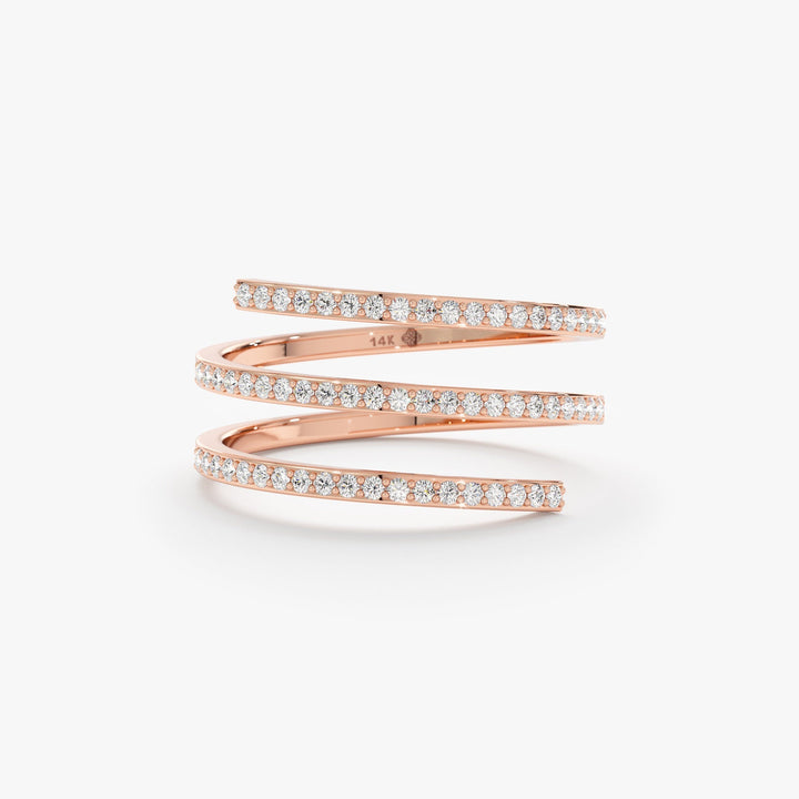 Diamond Wrap Ring for Her 14k Gold Spiral Ring - Doozy Diamonds