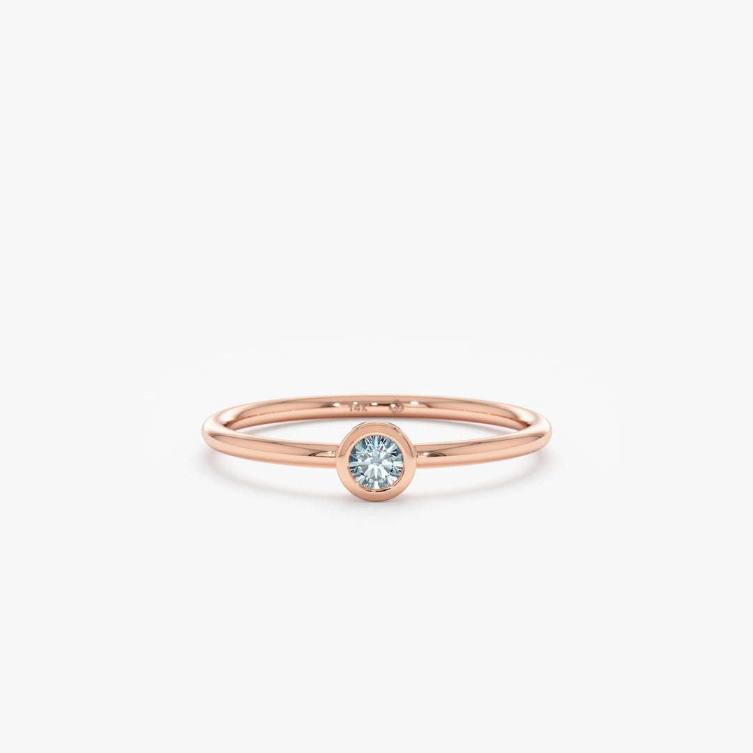 Bezel Set Round Cut Diamond Ring for Her for Birthday Gift - Doozy Diamonds