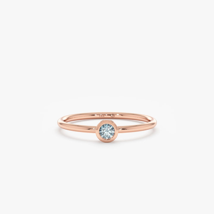 Bezel Set Round Cut Diamond Ring for Her for Birthday Gift - Doozy Diamonds