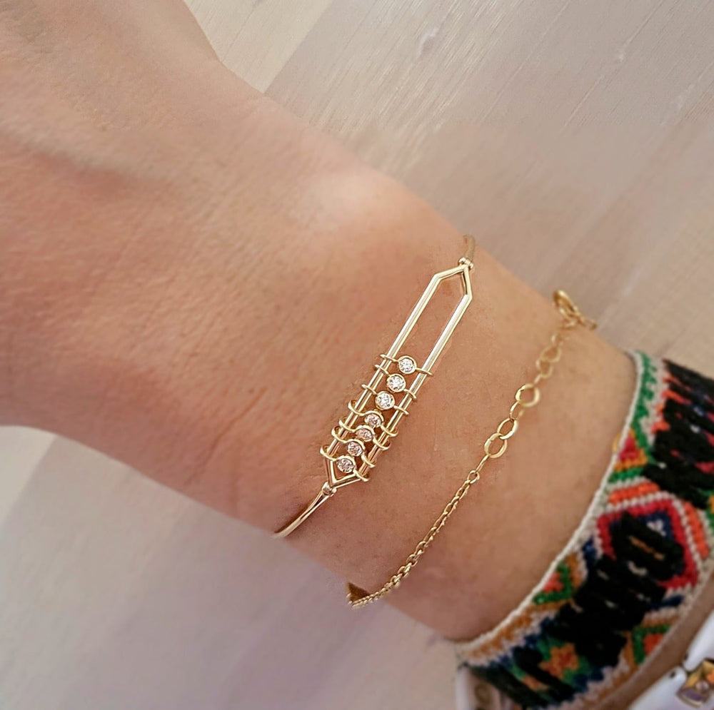 Bezel Set Diamond Unique Bangle Bracelet for Women - Doozy Diamonds