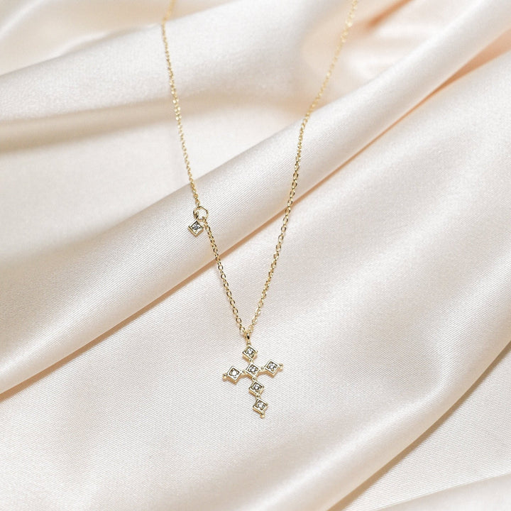 Cross Round Cut Diamond Necklace Gift for Women - Doozy Diamonds