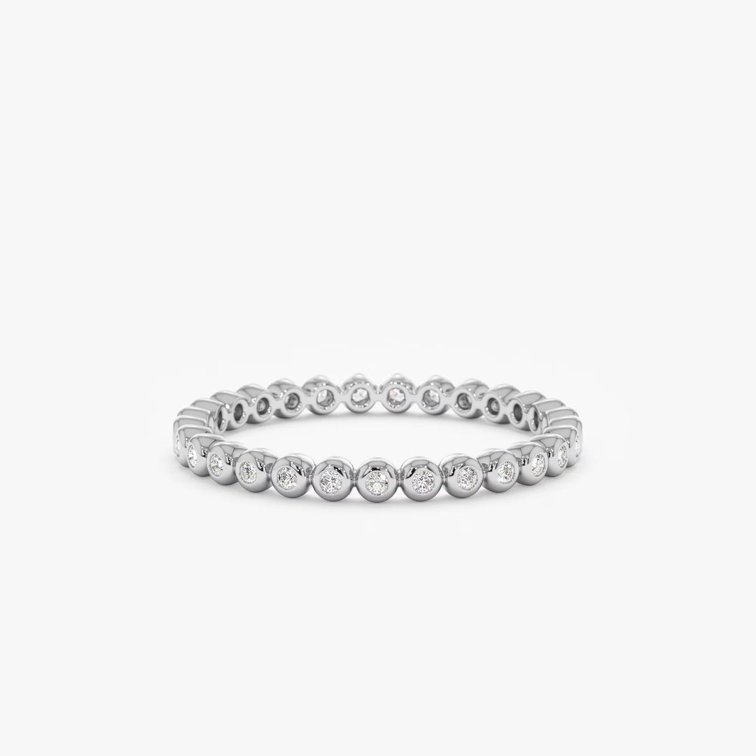 Round Cut Bezel Eternity Diamond Band Gift for Her - Doozy Diamonds