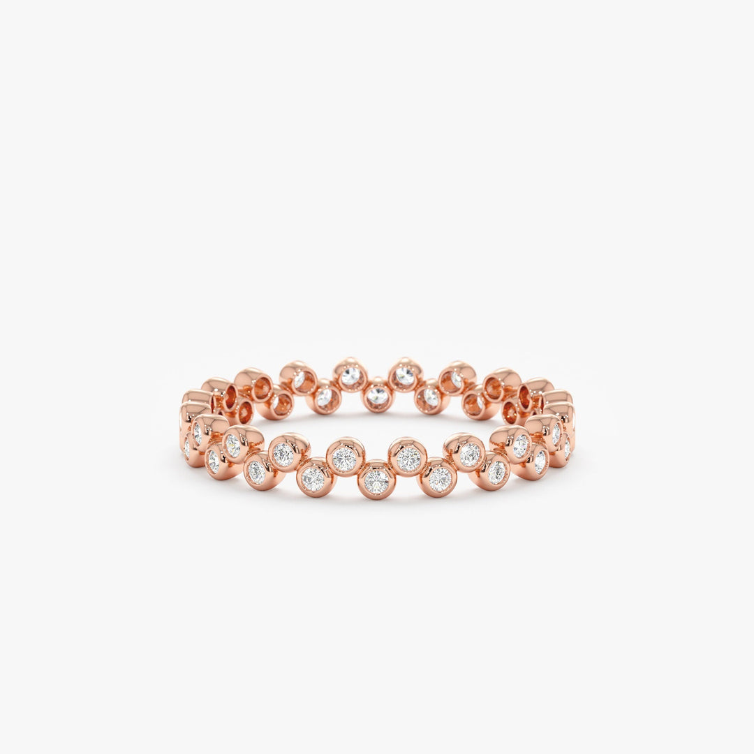 Bezel Set Round Cut Diamond Full Eternity Wedding Band for Women - Doozy Diamonds