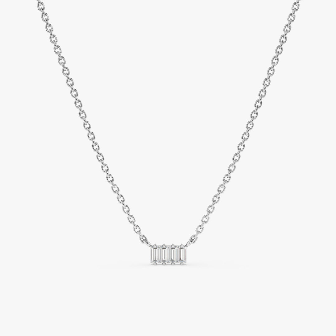 Baguette Cut Four Stone Diamond Necklace for Women - Doozy Diamonds
