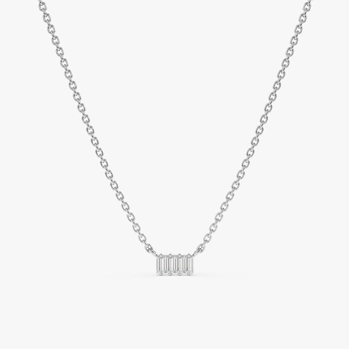 Baguette Cut Four Stone Diamond Necklace for Women - Doozy Diamonds