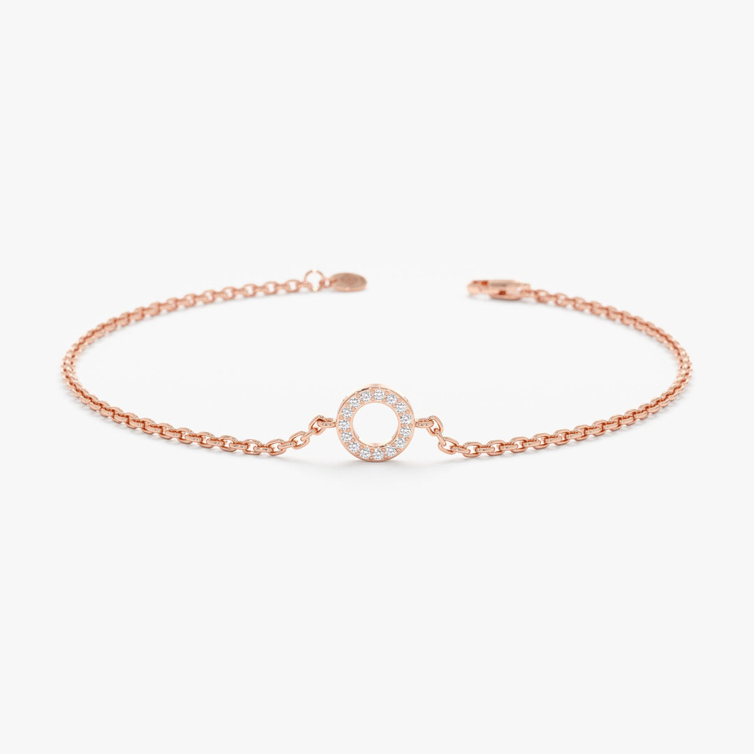 Dainty Circle Diamond Bracelet for Her in Solid Gold - Doozy Diamonds