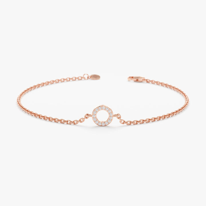 Dainty Circle Diamond Bracelet for Her in Solid Gold - Doozy Diamonds