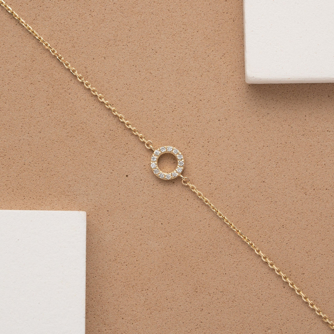 Dainty Circle Diamond Bracelet for Her in Solid Gold - Doozy Diamonds