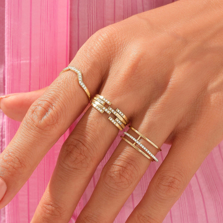 0.22CT Round lab grown diamonds Three Row Wedding Band - Doozy Diamonds