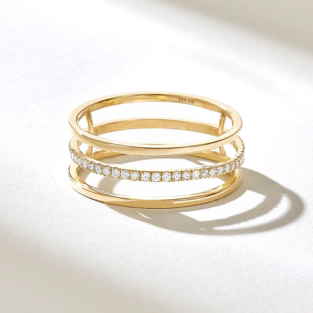 0.22CT Round lab grown diamonds Three Row Wedding Band - Doozy Diamonds