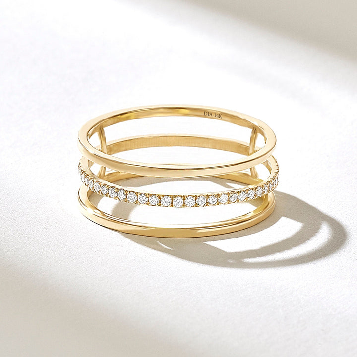 0.22CT Round lab grown diamonds Three Row Wedding Band - Doozy Diamonds