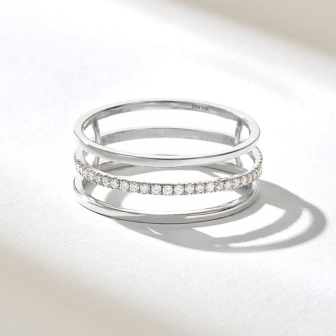 0.22CT Round lab grown diamonds Three Row Wedding Band - Doozy Diamonds