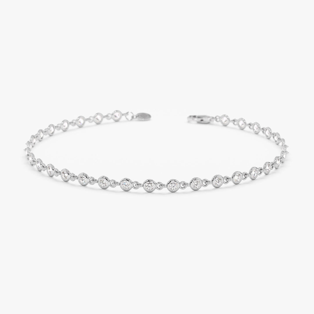 Round Cut Diamond Bezel Set Tennis Bracelet For Her - Doozy Diamonds