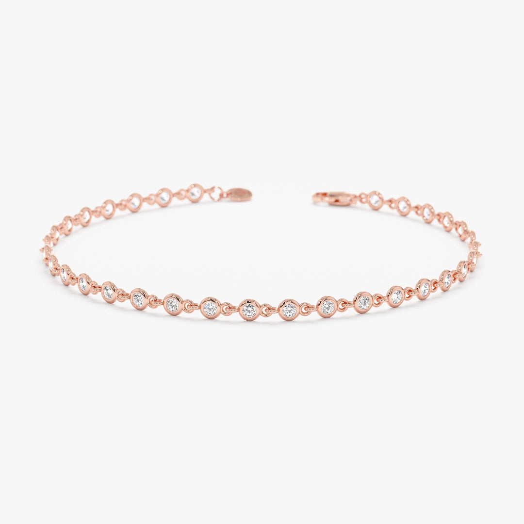 Round Cut Diamond Bezel Set Tennis Bracelet For Her - Doozy Diamonds