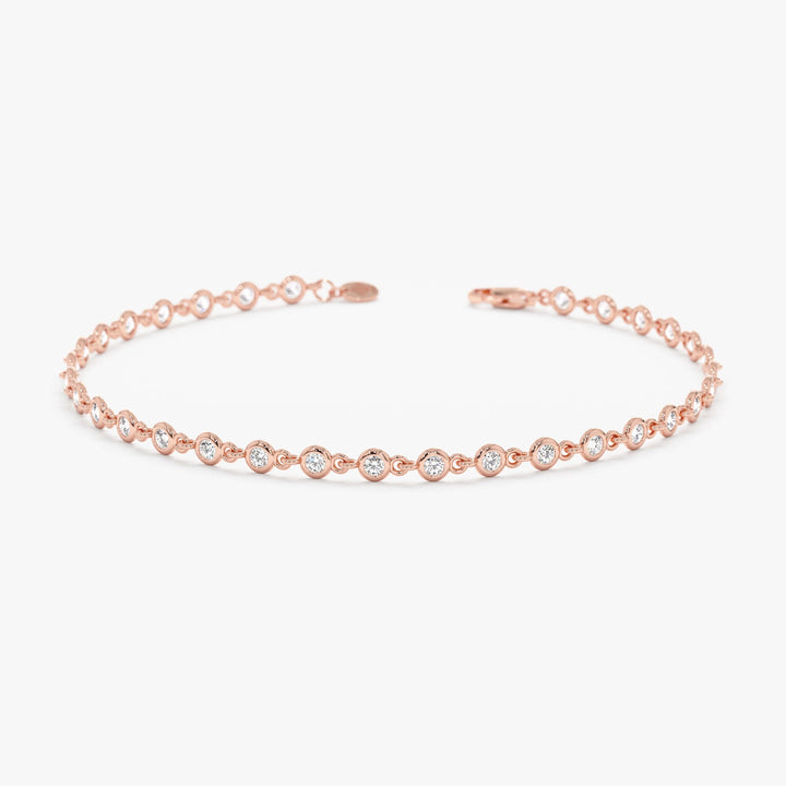Round Cut Diamond Bezel Set Tennis Bracelet For Her - Doozy Diamonds